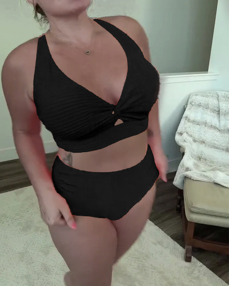 Bikini a triangolo casual a tinta unita