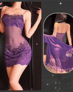 Set Composto da Camicia da Notte Tinta Unita con Volant