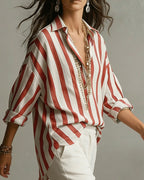 Camicia a righe a maniche lunghe con colletto