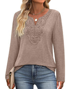 Elegante Top Scollo a V a Maniche Lunghe da Donna
