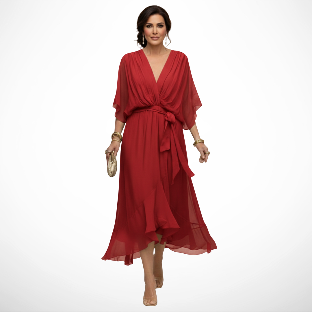 La Scintilla | Abito in chiffon con scollo a V