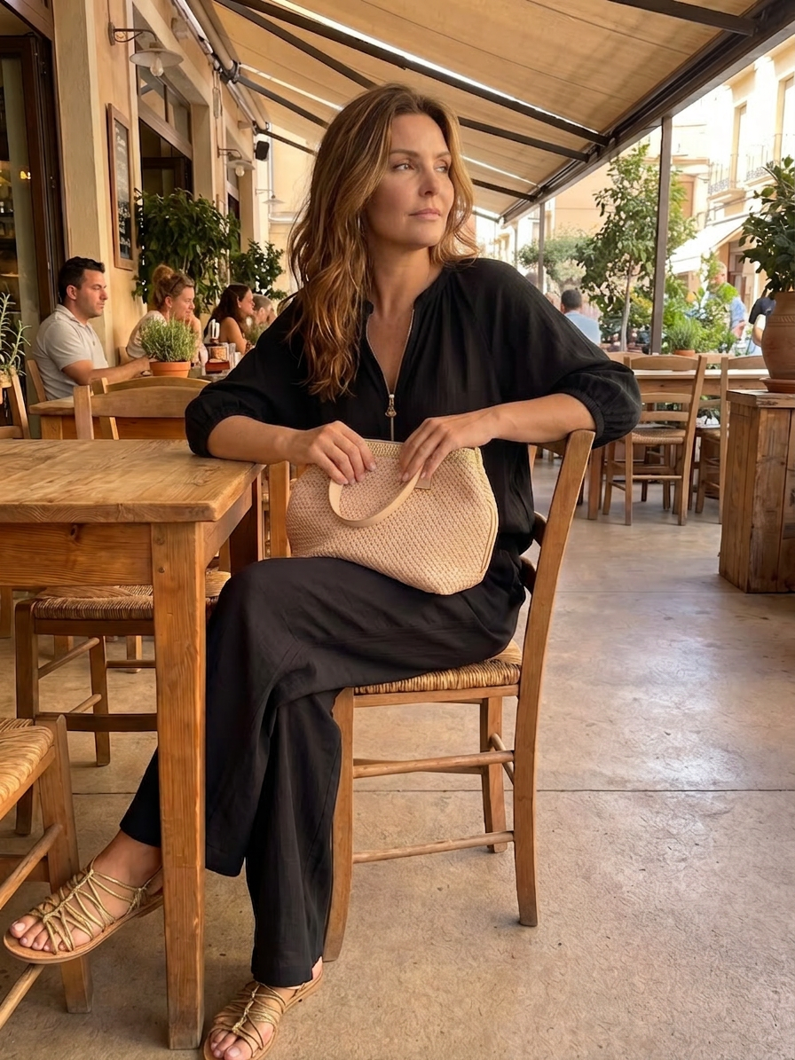Natalia | Completo Top Palloncino con Zip e Pantaloni Ampi