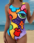 Costume da bagno intero stampato senza maniche