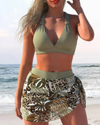 Costume da Bagno Due Pezzi con Reggiseno e Gonna