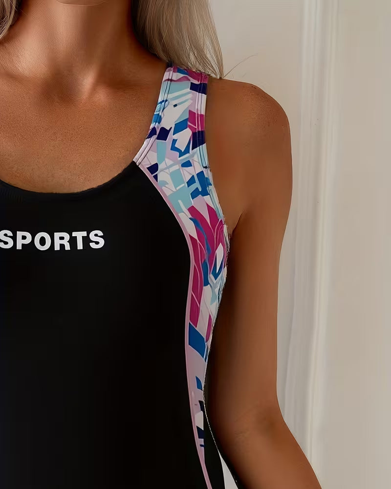 Costume da bagno intero scollato a carro armato sportivo