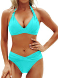 Bikini intero all'americana a vita alta con push-up