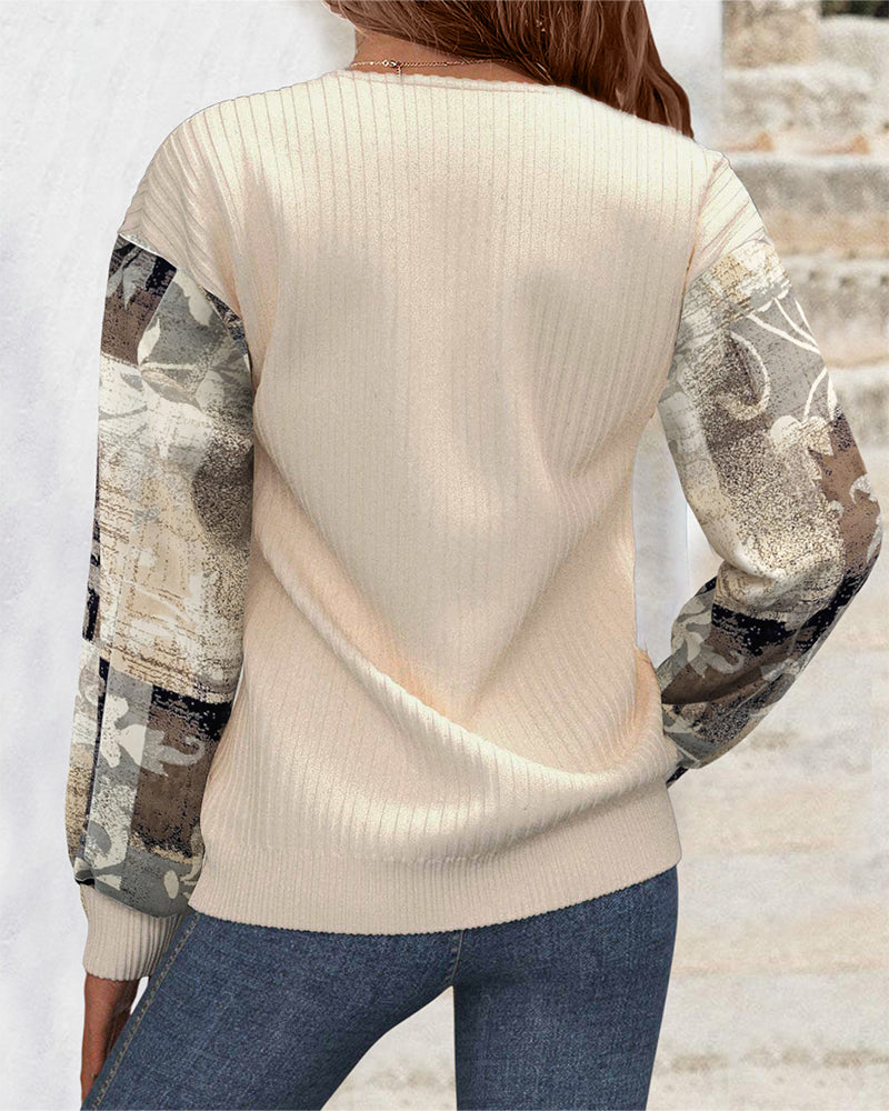 Felpa con cappuccio casual con stampa floreale e patchwork