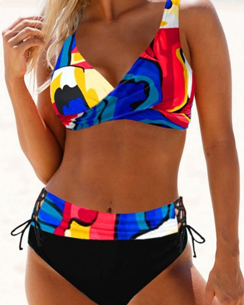Bikini a righe multicolore