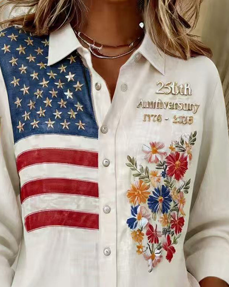 Camicia con colletto abbattuto e stampa