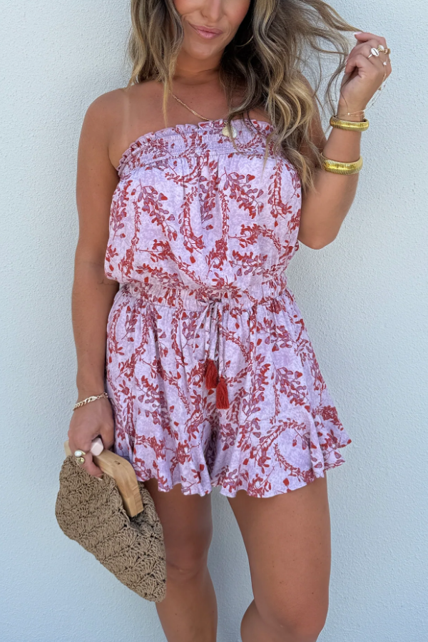 Tuta intera top senza spalline Soul Ties rosa multicolore