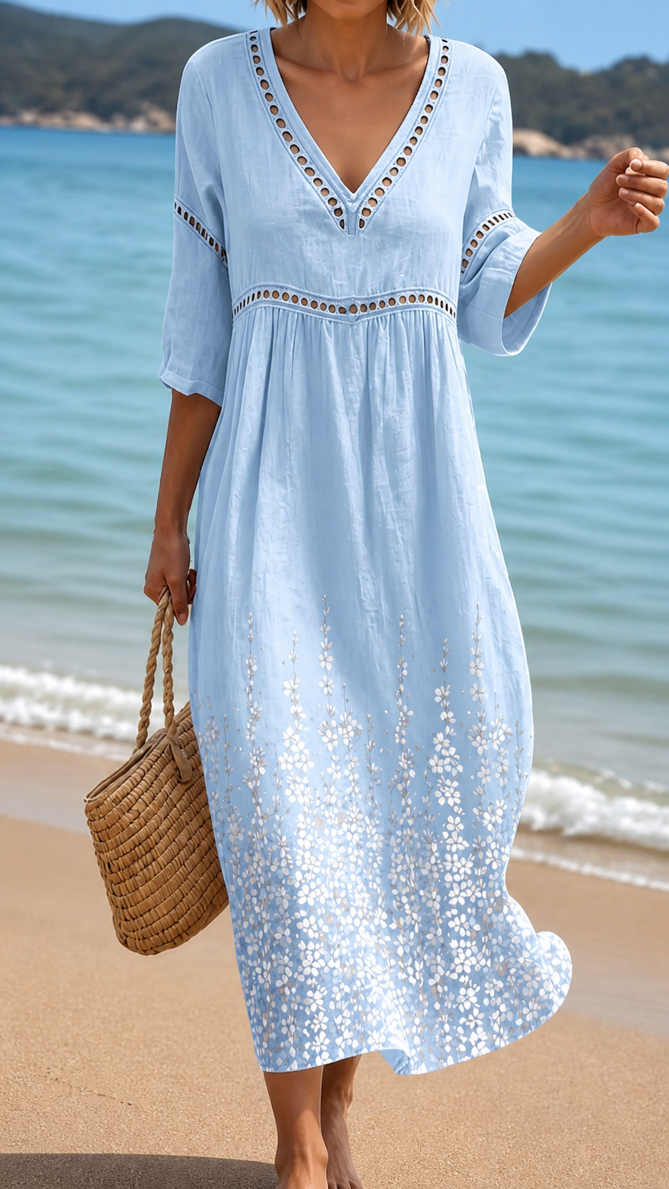 Vestito Midi Estivo Morbido Blu