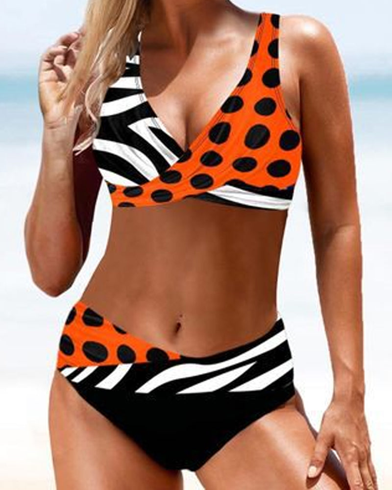 Bikini a righe multicolore