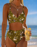 Bikini sexy incrociato con stampa floreale