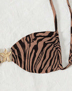 Bikini stampato zebrato sexy allacciato