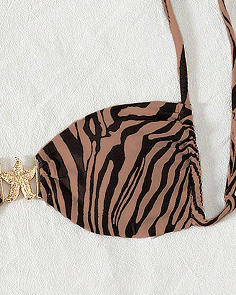 Bikini stampato zebrato sexy allacciato