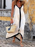 Vestito midi con spalline e blocchi di colore