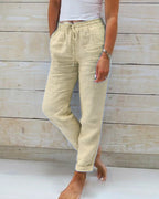 Pantaloni casual a tinta unita a gamba dritta