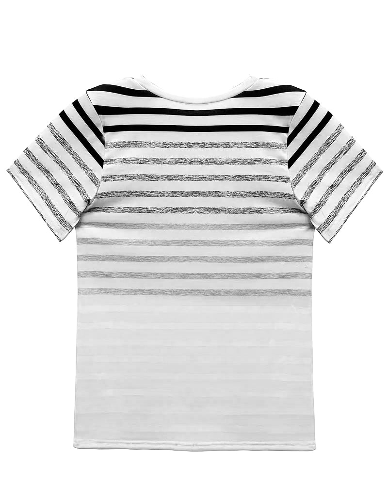 T-Shirt Girocollo A Maniche Corte A Righe