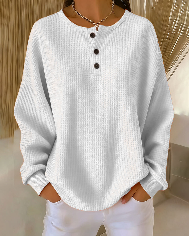 Felpa di tendenza casual monocolore a maniche lunghe