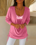 Top Bicolore Con Paillettes Effetto Due In Uno