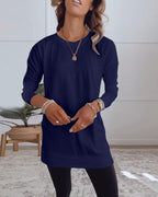 Top a maniche lunghe a tinta unita casual