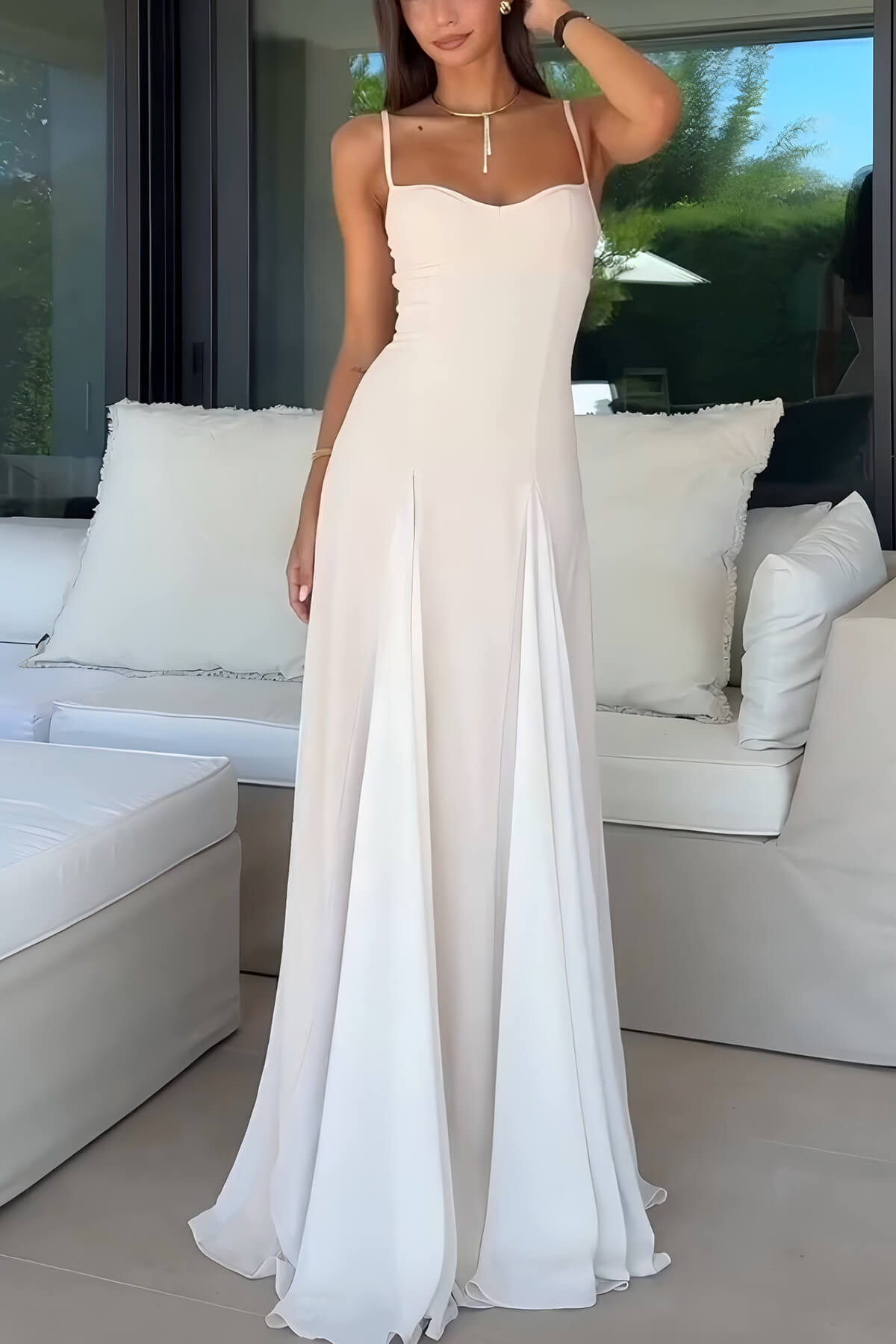 Abito lungo sottoveste svasato in tulle a pannelli Elegance