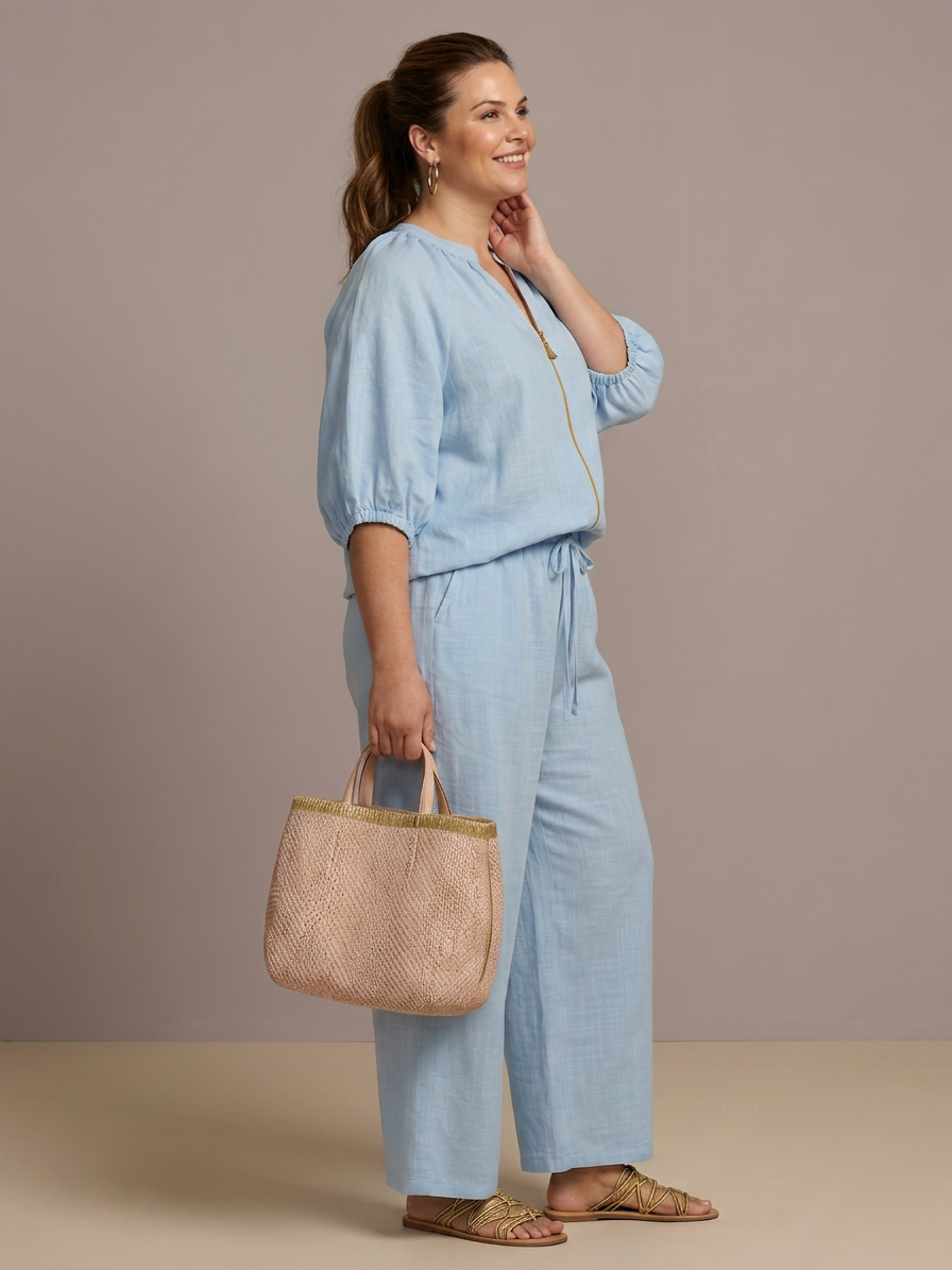 Natalia | Completo Top Palloncino con Zip e Pantaloni Ampi