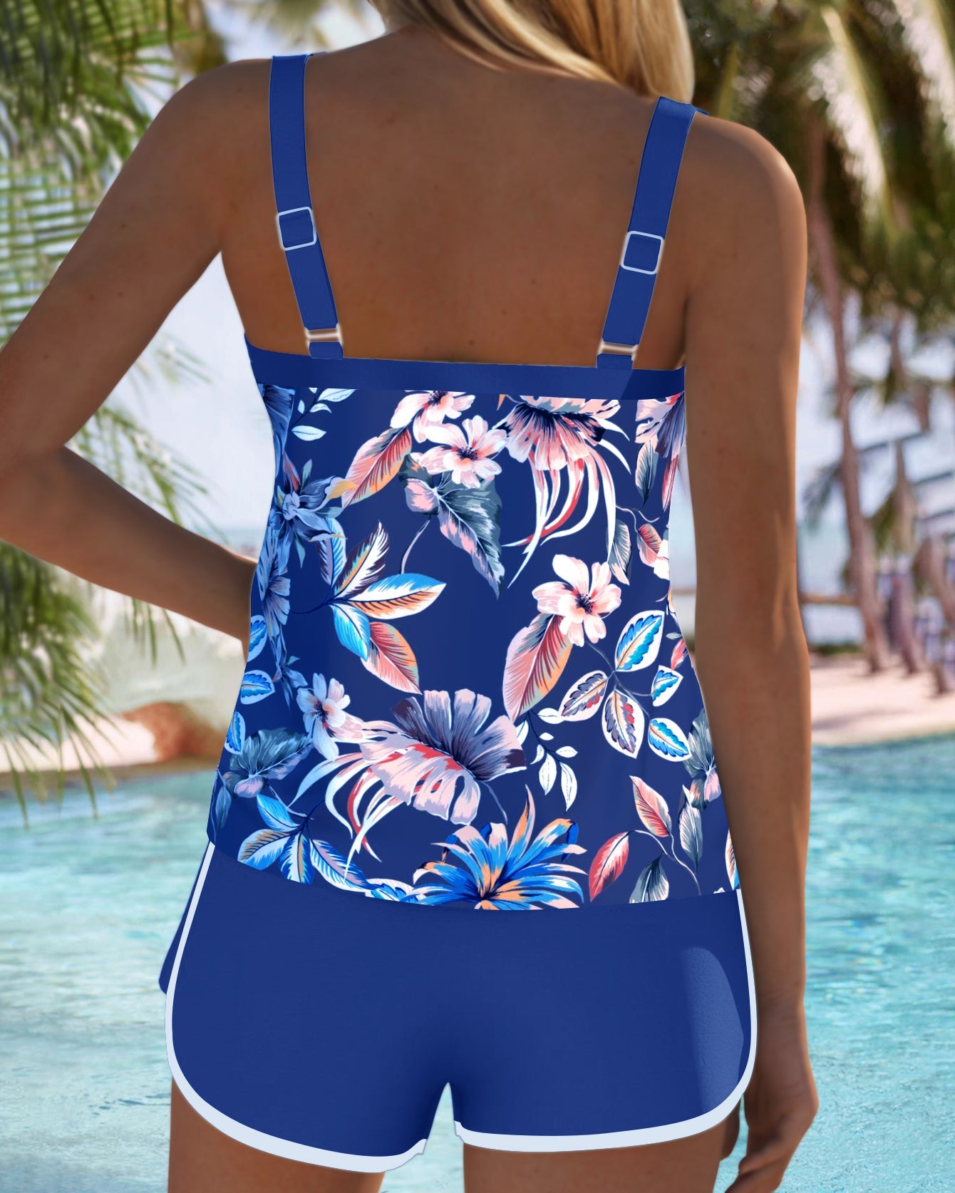 Tankini Scollo a U Senza Maniche Stampato