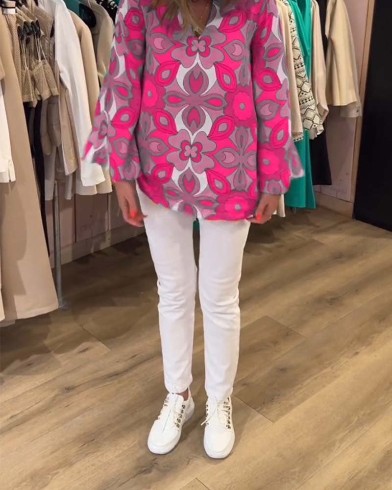 Blusa stampata ampia e versatile
