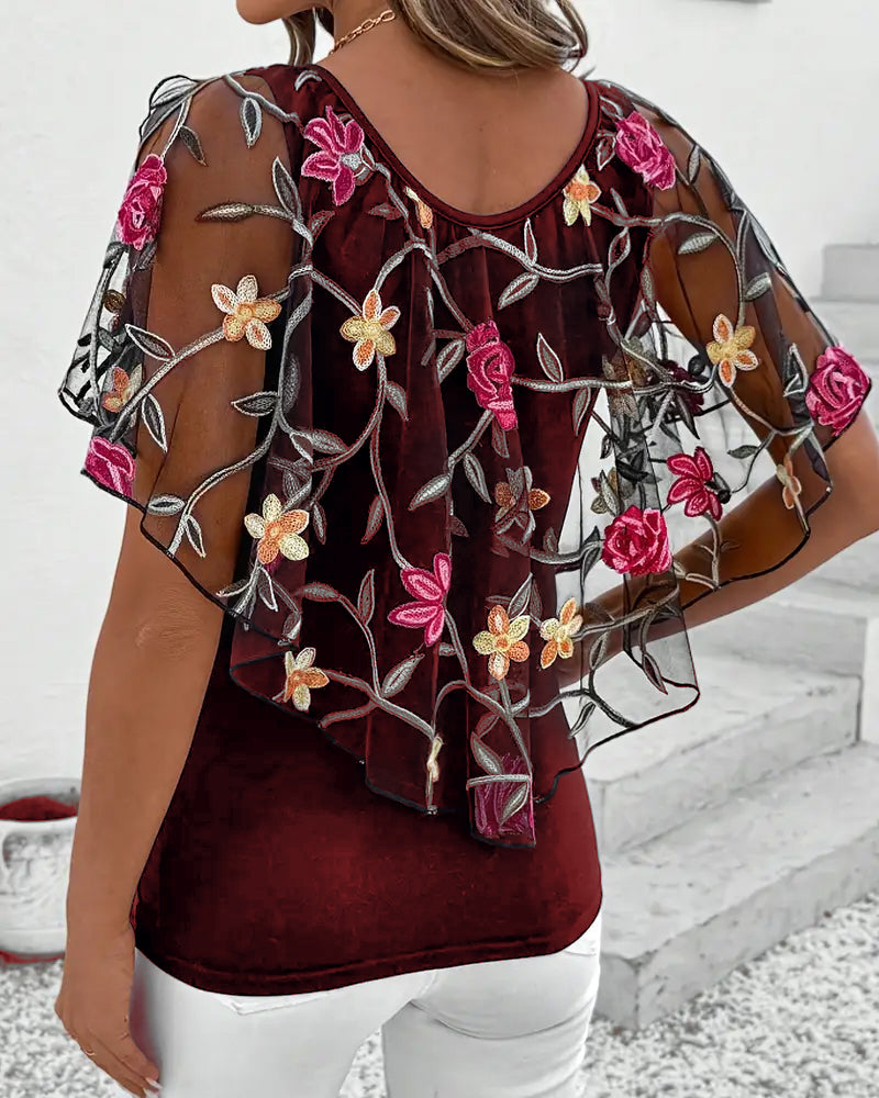 Blusa Ricamata Maglia Robusta