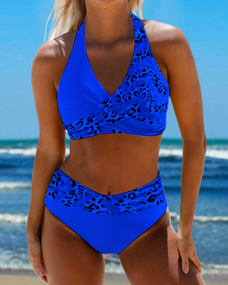 Bikini leopardato due pezzi stampato patchwork