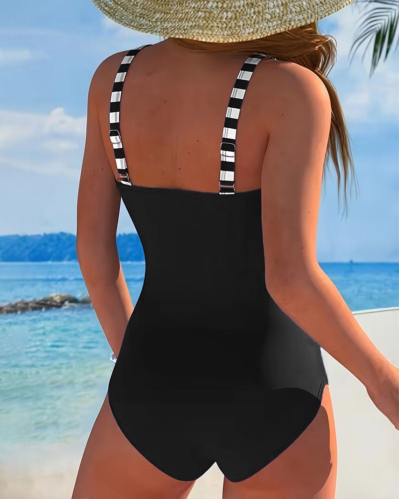 Costume da Bagno Intero a Righe Color Block