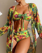 Bikini a stampa floreale e copricostume