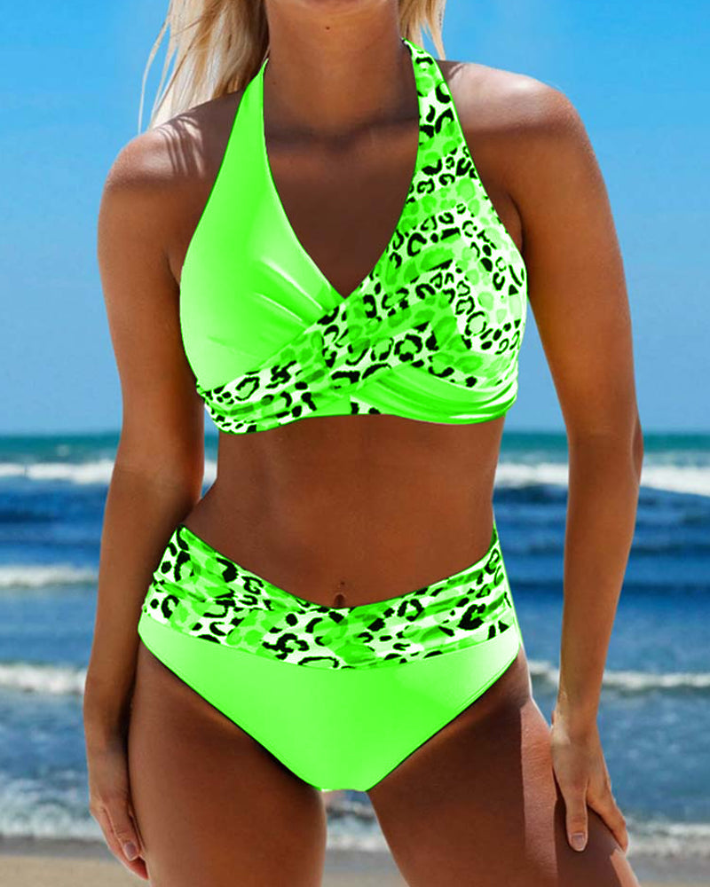 Bikini leopardato due pezzi stampato patchwork