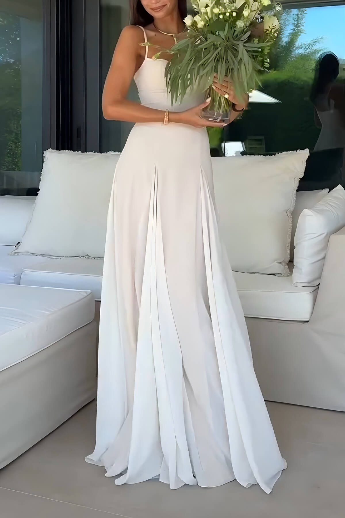 Abito lungo sottoveste svasato in tulle a pannelli Elegance