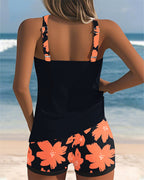 Tankini con scollo a U senza maniche stampa boxer