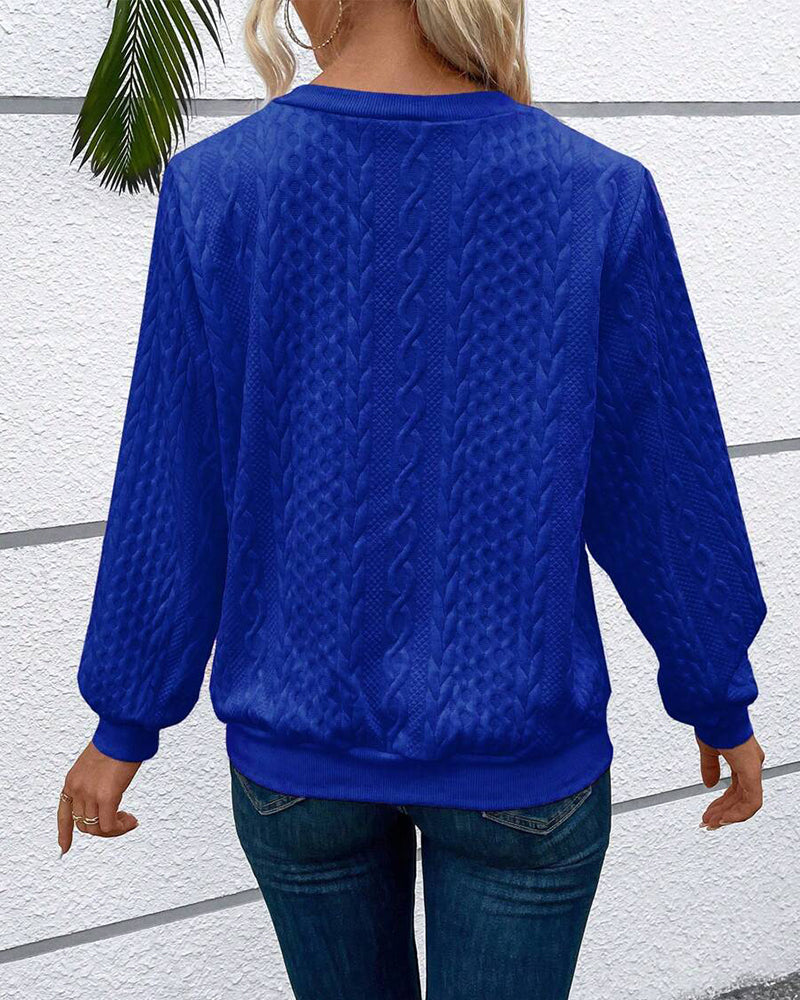 Felpa casual a maniche lunghe con zip tinta unita