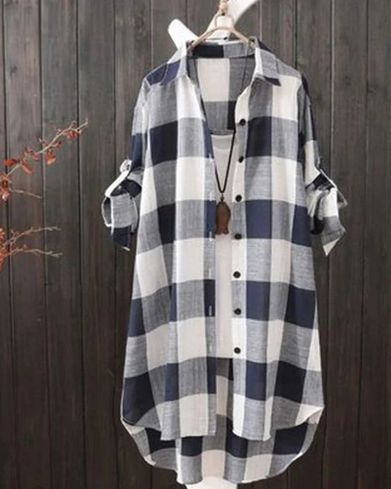 Camicia a maniche lunghe con stampa a quadri