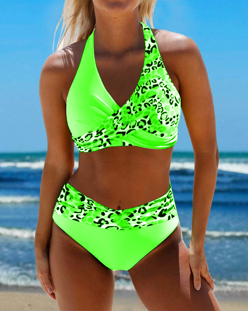 Bikini leopardato due pezzi stampato patchwork