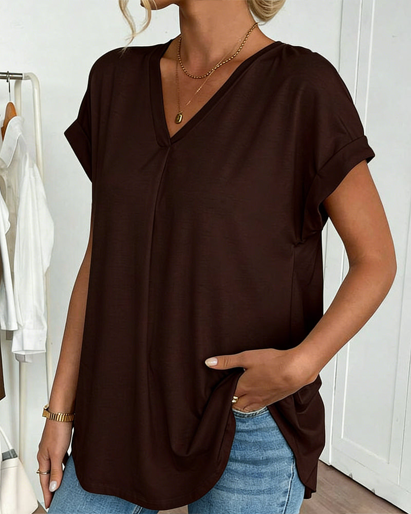 T-Shirt A Maniche Corte Tinta Unita Patchwork