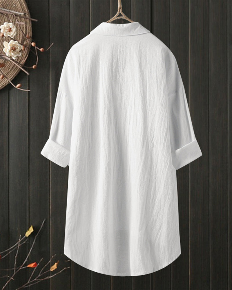 Camicia ampia a tinta unita con maniche lunghe