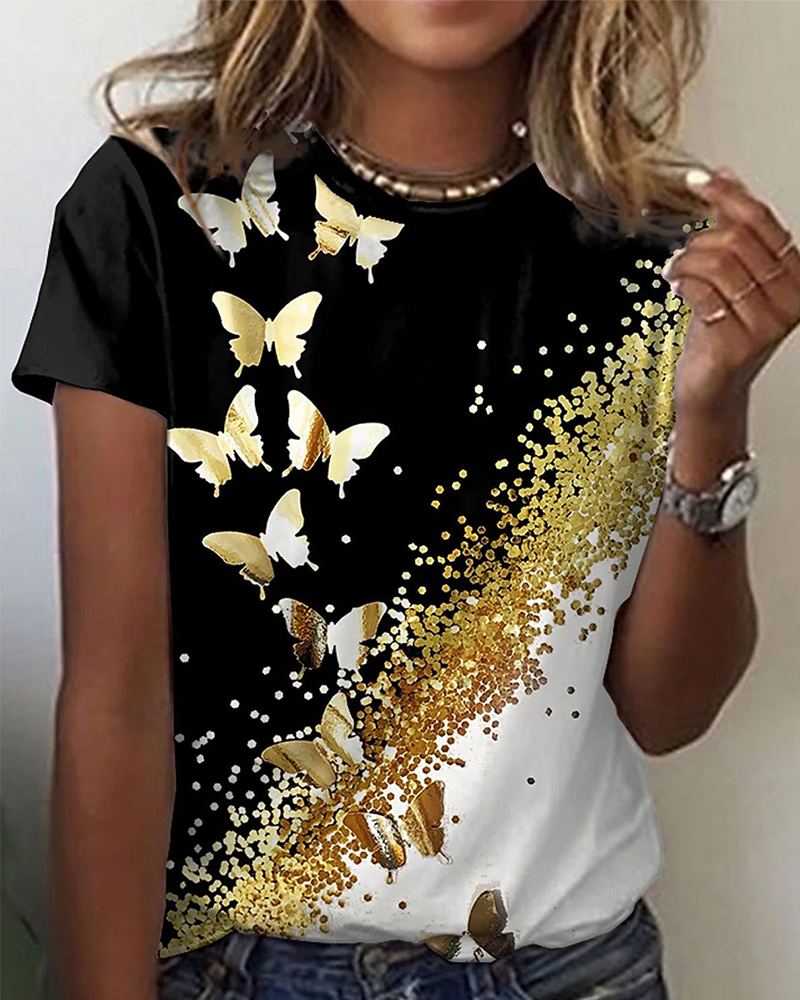T-shirt semplice con stampa girocollo