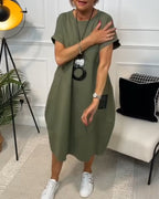 Abito casual a maniche corte con stampa a lettere semplice