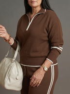 Rain | Set Manica Lunga con Collo Zip e Pantaloni a Righe