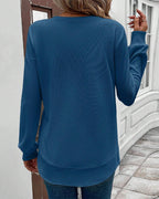 T-shirt girocollo a maniche lunghe tinta unita