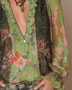 Camicetta mezza zip con stampa floreale