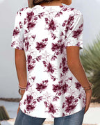 Blusa Stampa Floreale Maniche Corte