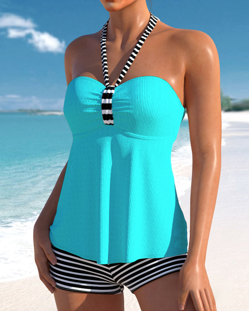 Tankini a righe senza schienale