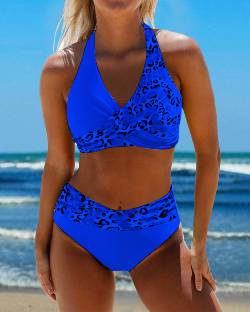 Bikini leopardato due pezzi stampato patchwork