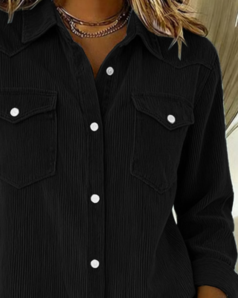 Camicia a maniche lunghe con risvolti e bottoni
